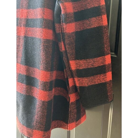 Aspen Buffalo Plaid Wool Open Front Coat Jacket Women's Size Large Red/Black - Picture 8 of 9